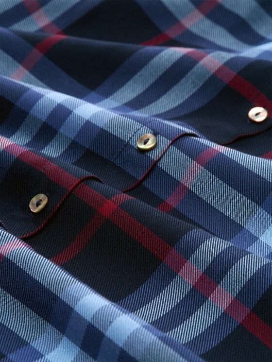 Blouse with checked pattern - navy  blue big check