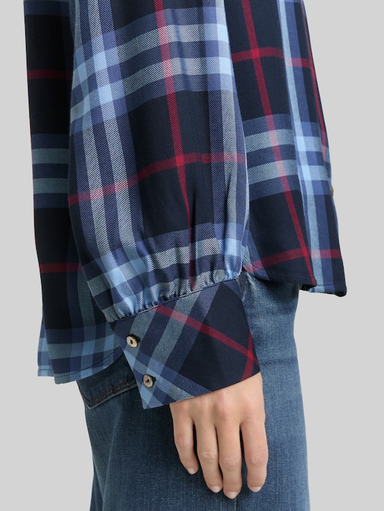 Blouse with checked pattern - navy  blue big check