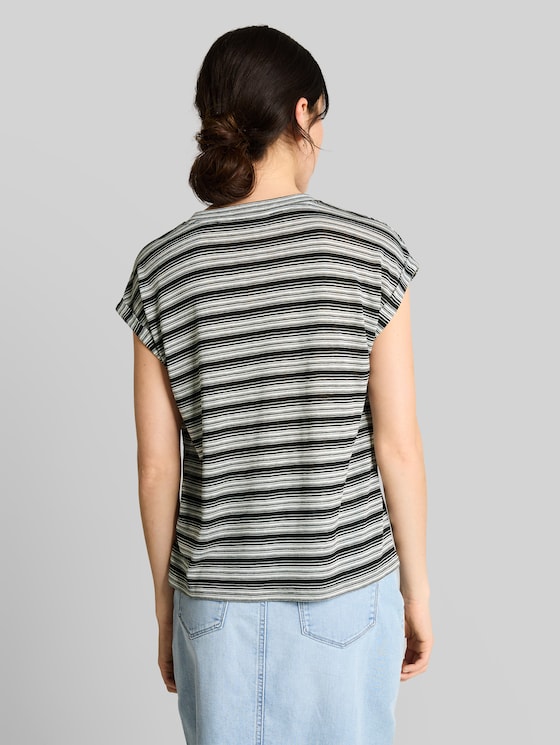 Striped T-shirt - black white gradient stripe