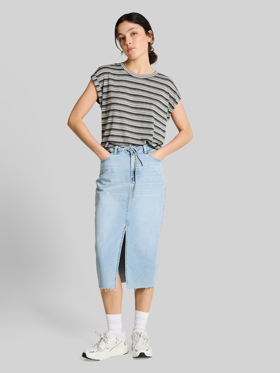 Striped T-shirt - black white gradient stripe