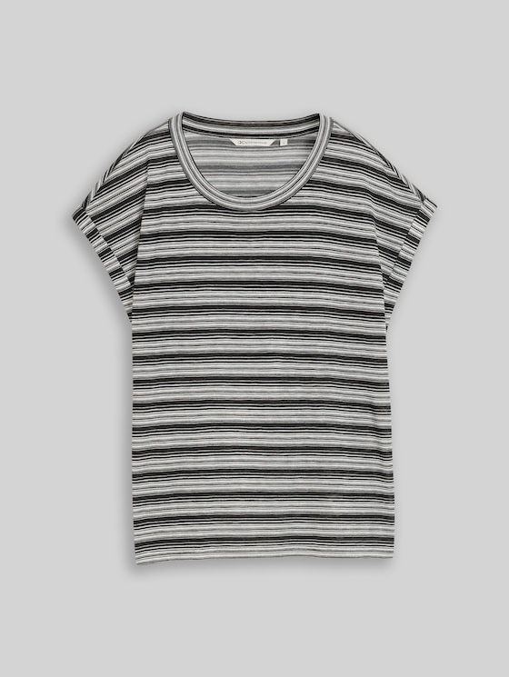 Striped T-shirt - black white gradient stripe