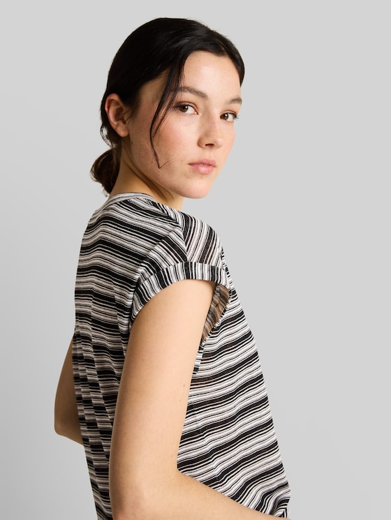 Striped T-shirt - black white gradient stripe