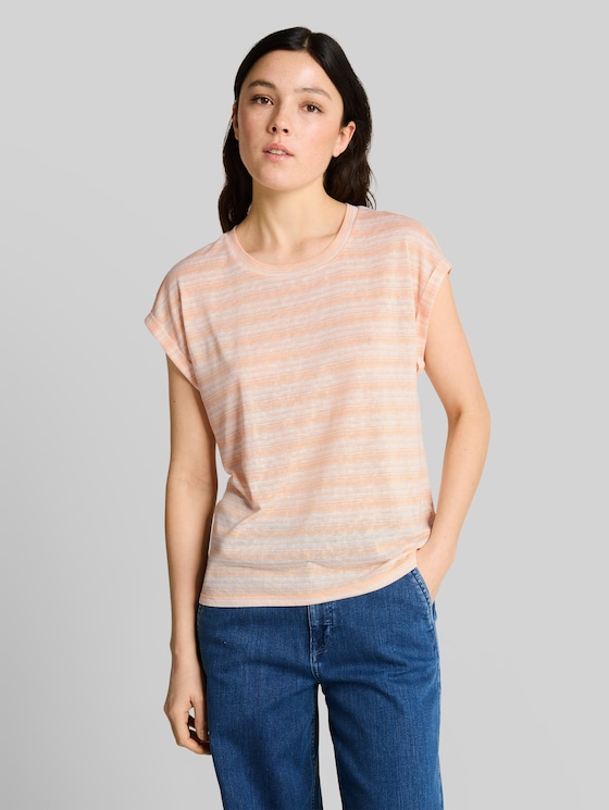 Striped T-shirt - apricot white gradient stripe