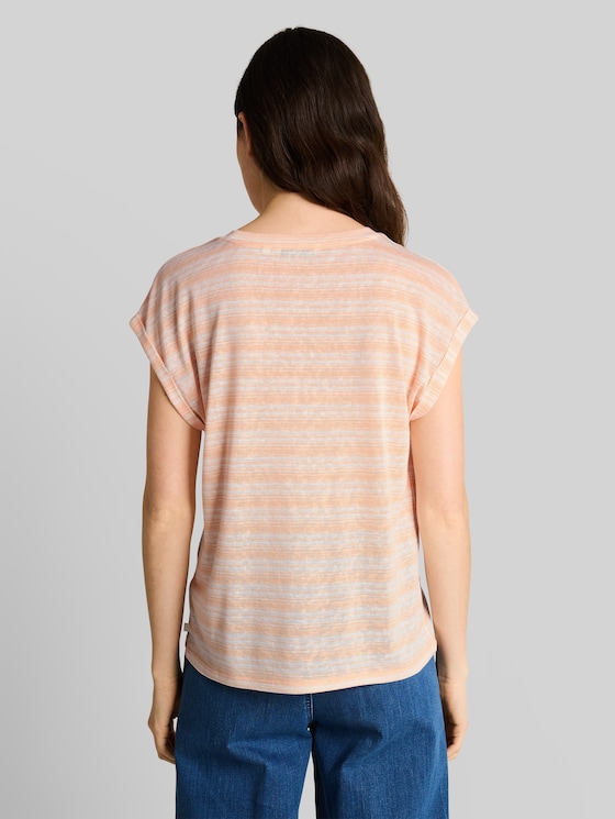 Striped T-shirt - apricot white gradient stripe