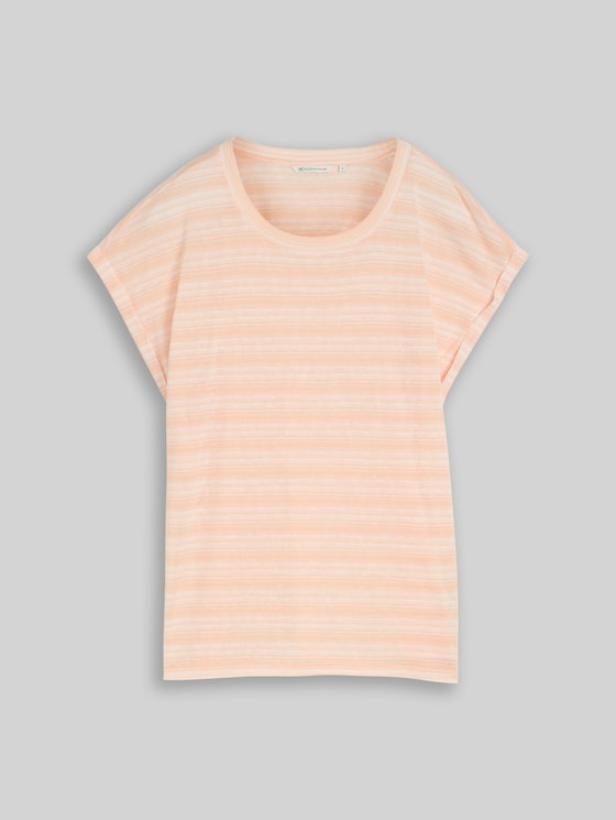 Striped T-shirt - apricot white gradient stripe