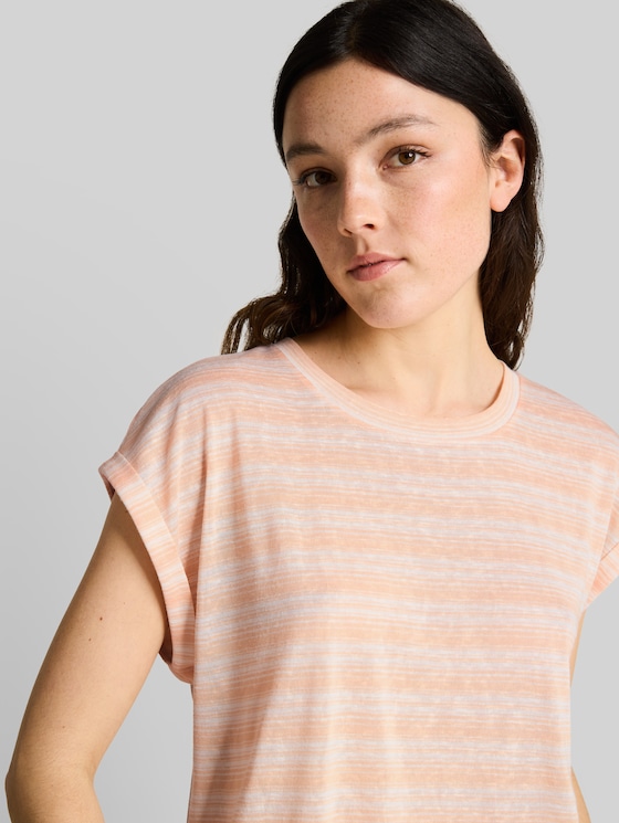 Striped T-shirt - apricot white gradient stripe