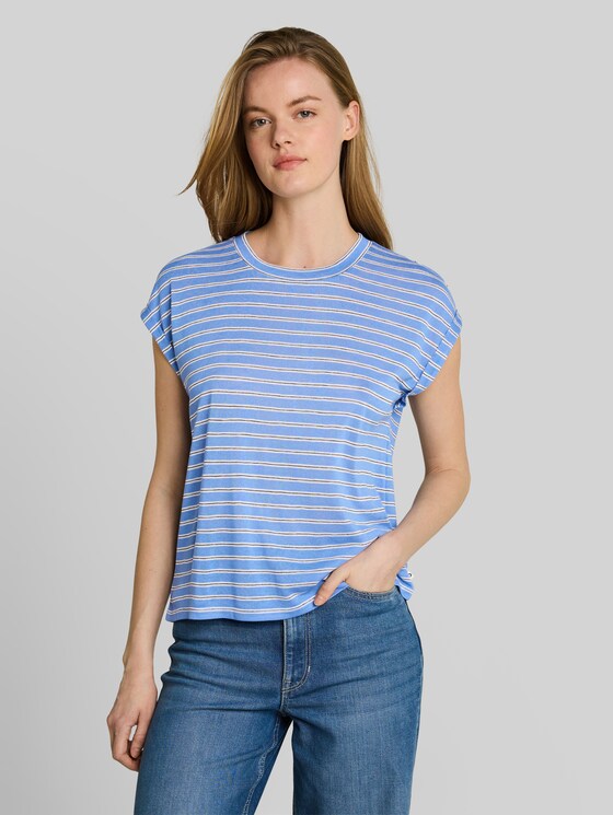 Striped T-shirt - blue white black stripe