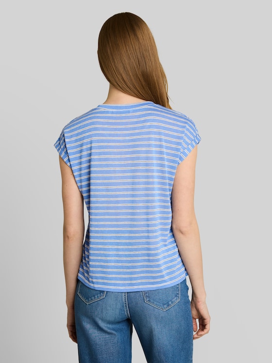Striped T-shirt - blue white black stripe