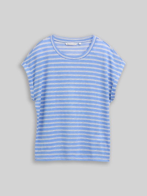 Striped T-shirt - blue white black stripe