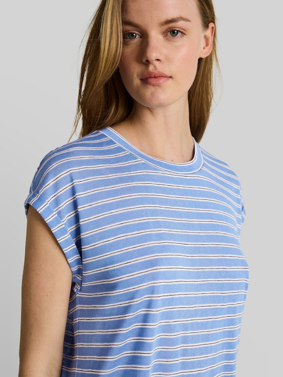 Striped T-shirt - blue white black stripe