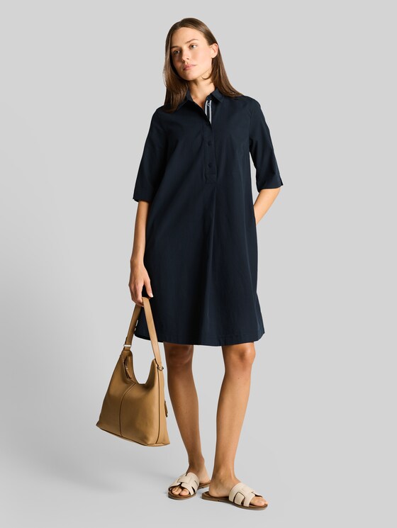 Blouse dress with slit pockets - sky captain blue