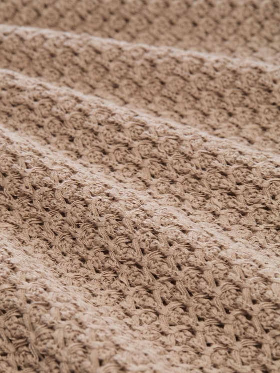 Plus Size - loose fit knitted jumper with eyelet pattern - soft taupe grey