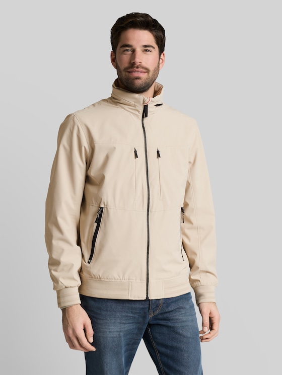 Blouson jacket with stow-away hood - Cashew Beige