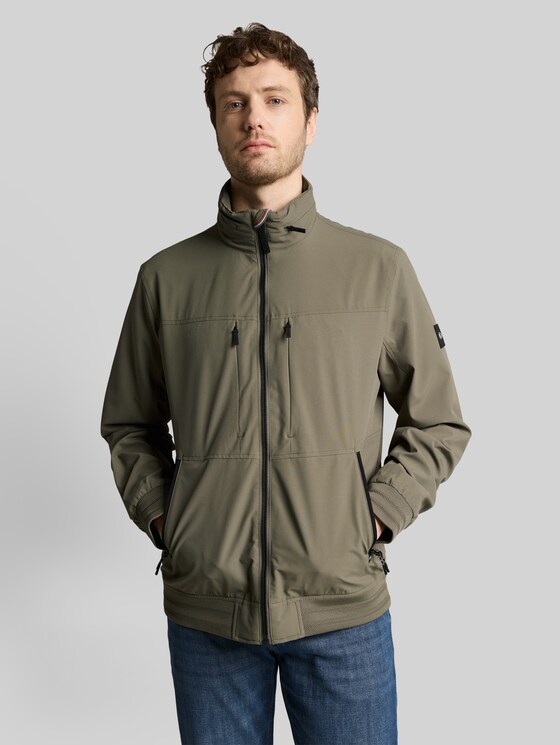 Blouson jacket with stow-away hood - faded leaf green