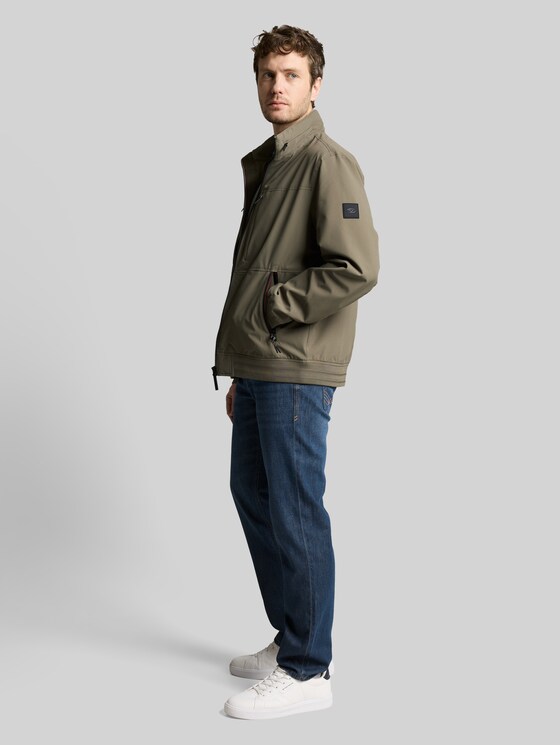 Blouson jacket with stow-away hood - faded leaf green