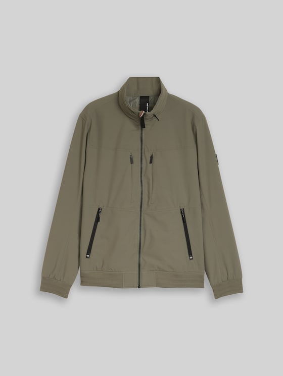 Blouson jacket with stow-away hood - faded leaf green
