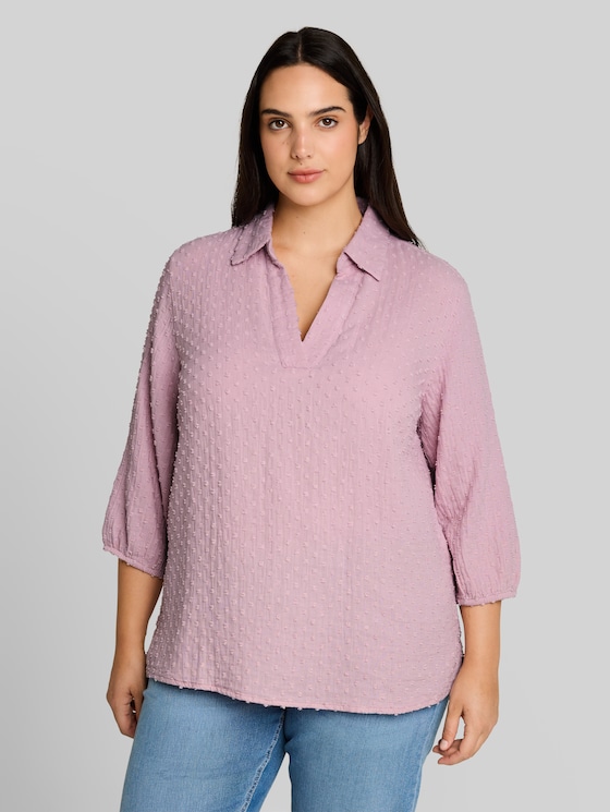 Plus Size - Cotton blouse - light elderberry