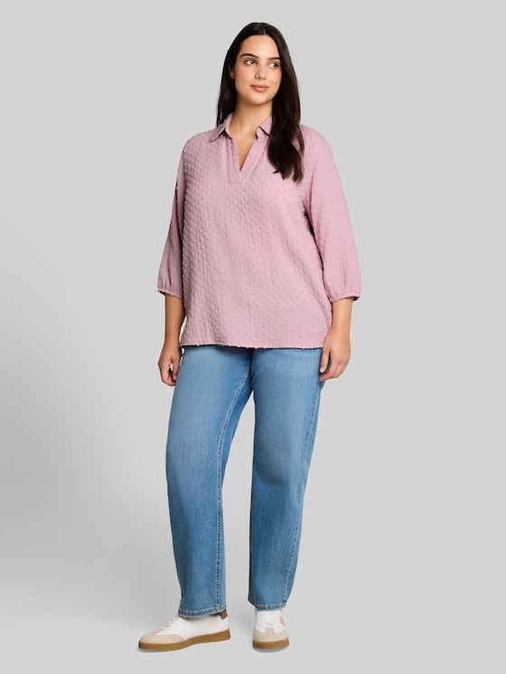 Plus Size - Cotton blouse - light elderberry