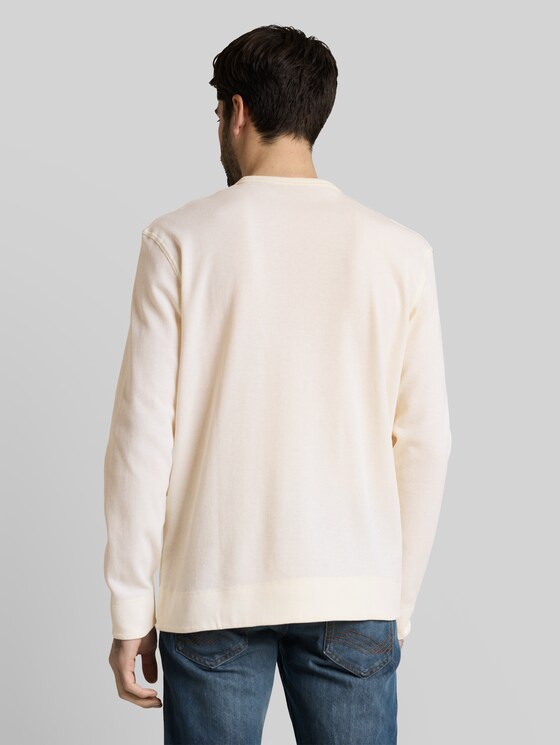 Long-sleeved top with a waffle texture - Gardenia White