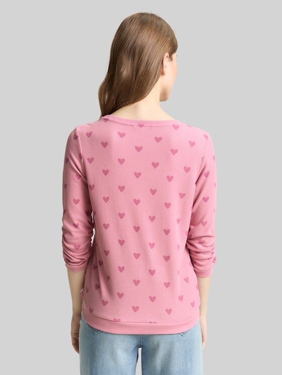 Slim fit sweatshirt with heart print - pink tonal heart print