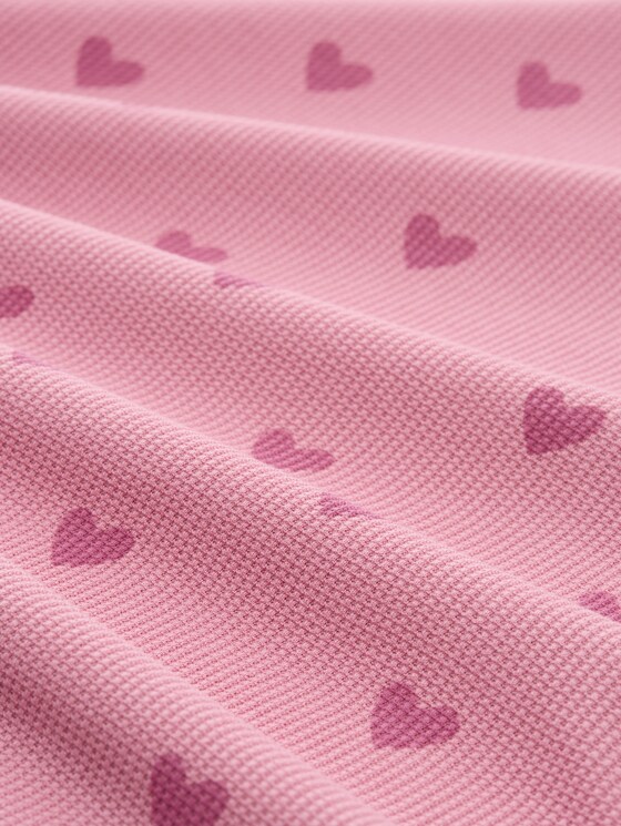 Slim fit sweatshirt with heart print - pink tonal heart print