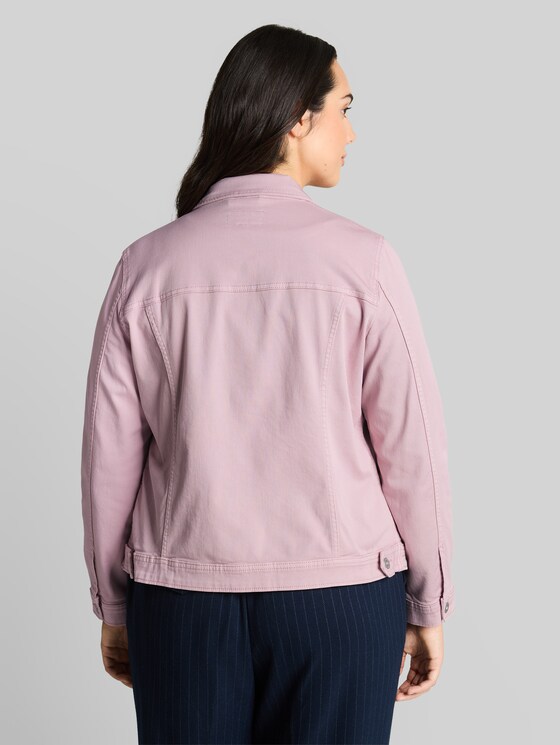 Plus Size - Denim jacket with slit pockets - light elderberry