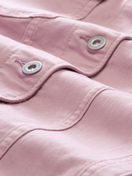 Plus Size - Denim jacket with slit pockets - light elderberry