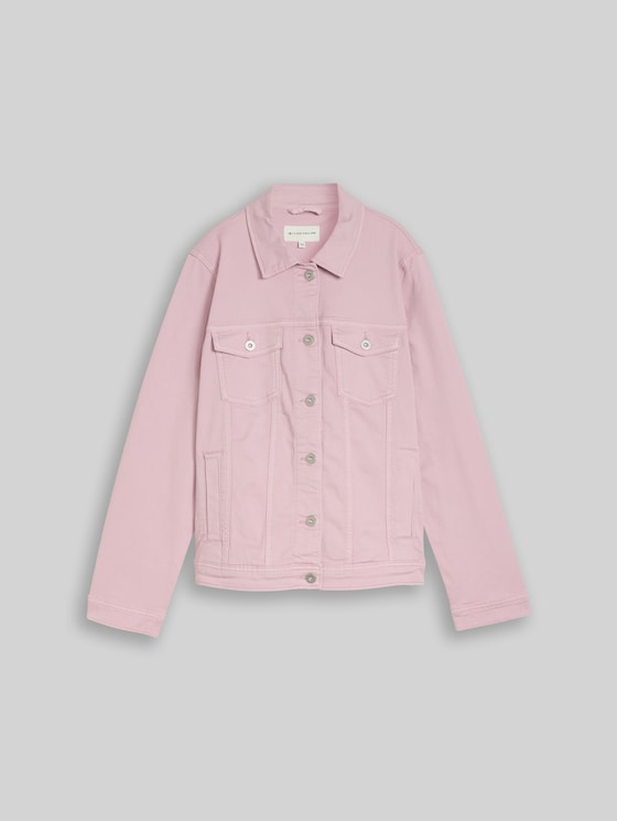 Plus Size - Denim jacket with slit pockets - light elderberry