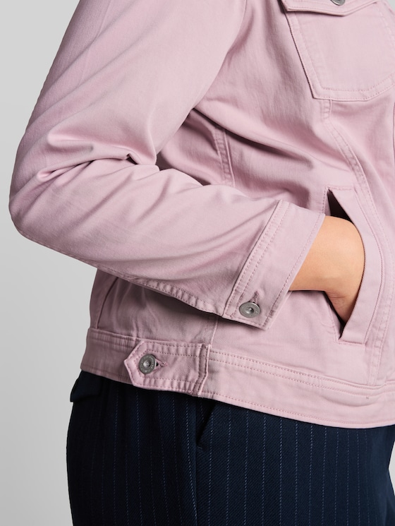Plus Size - Denim jacket with slit pockets - light elderberry