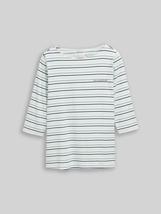 Plus Size - Long sleeve shirt with stripe pattern - blue haze multicolor stripe