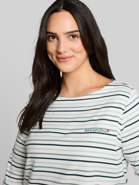 Plus Size - Long sleeve shirt with stripe pattern - blue haze multicolor stripe