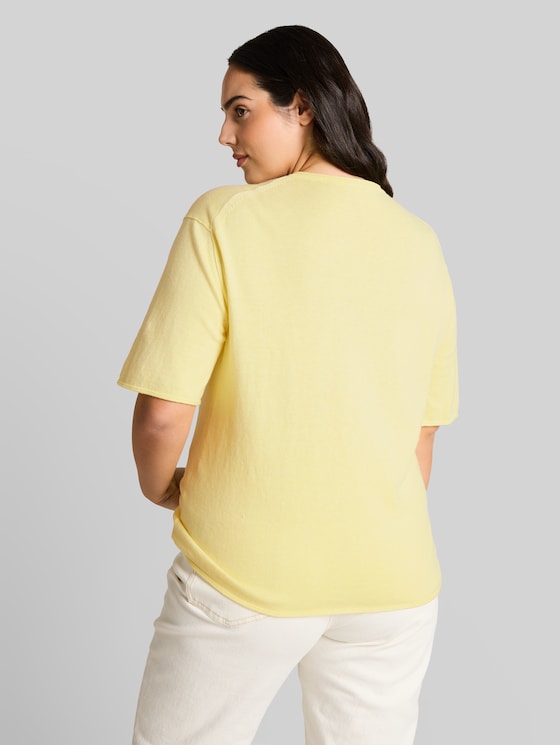 Plus Size - loose fit knitted jumper with cashmere blend - soft lemon melange