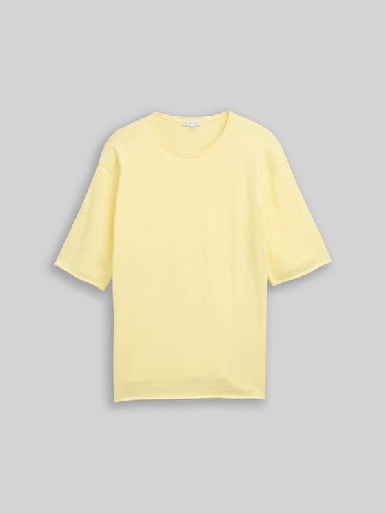 Plus Size - loose fit knitted jumper with cashmere blend - soft lemon melange