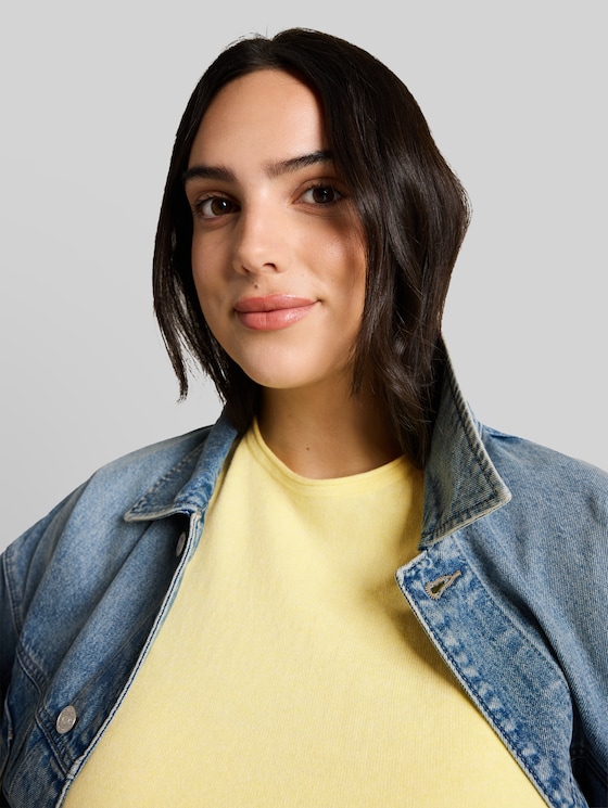 Plus Size - loose fit knitted jumper with cashmere blend - soft lemon melange