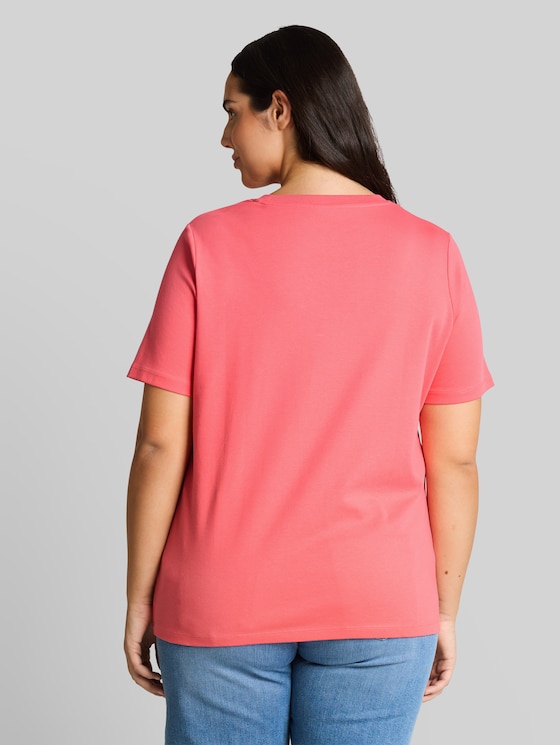Plus Size - basic cotton T-shirt - soft coral pink