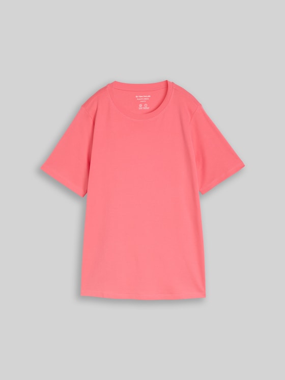 Plus Size - basic cotton T-shirt - soft coral pink