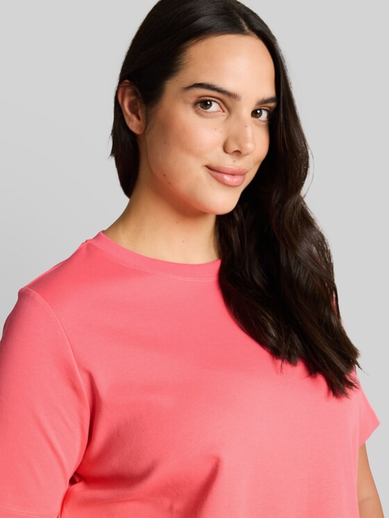Plus Size - basic cotton T-shirt - soft coral pink