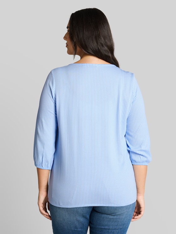 Plus Size - Striped blouse - blue white thin stripe