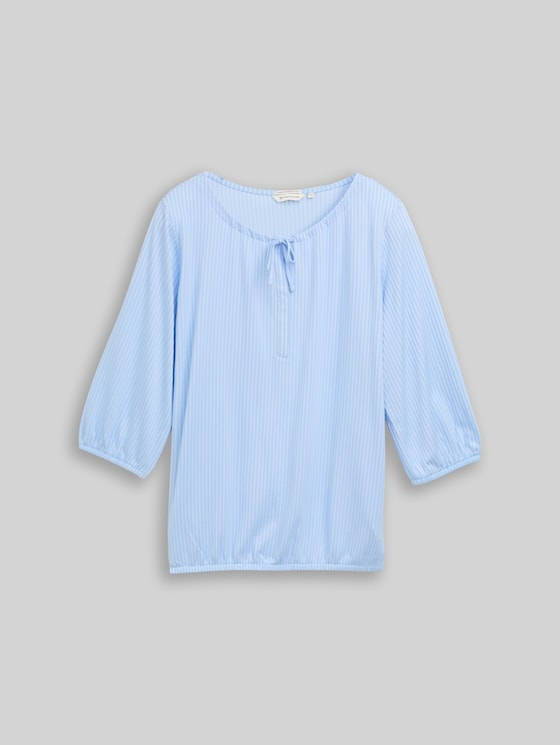 Plus Size - Striped blouse - blue white thin stripe