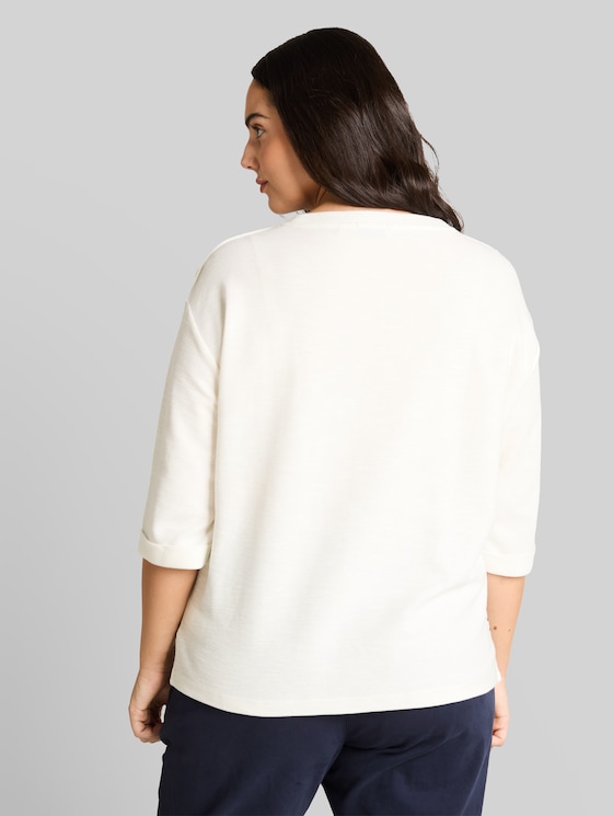 Plus Size - Long sleeve shirt with stripe pattern - offwhite navy blue stripe