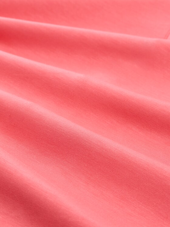 Plus Size - loose fit scuba long-sleeved shirt with polo collar - soft coral pink
