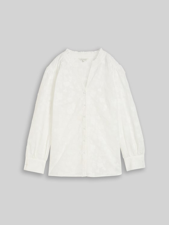 Plus Size - loose fit blouse with embroidery - White