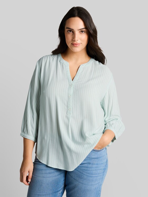 Plus Size - Striped blouse - blue haze white stripe