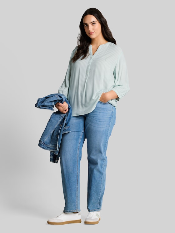 Plus Size - Striped blouse - blue haze white stripe