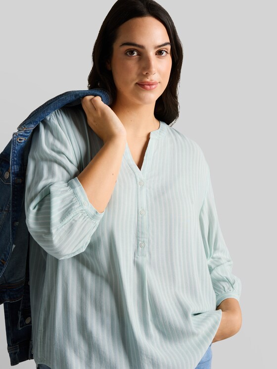 Plus Size - Striped blouse - blue haze white stripe