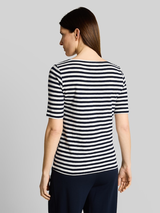 Striped T-shirt - navy offwhite stripe