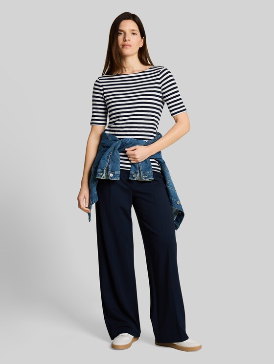 Striped T-shirt - navy offwhite stripe