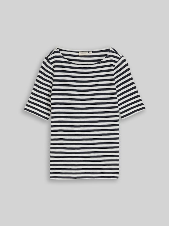 Striped T-shirt - navy offwhite stripe