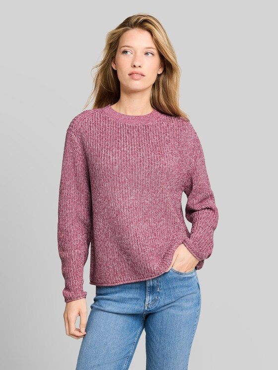 Relaxed-fit knitted jumper - dusty berry mouline