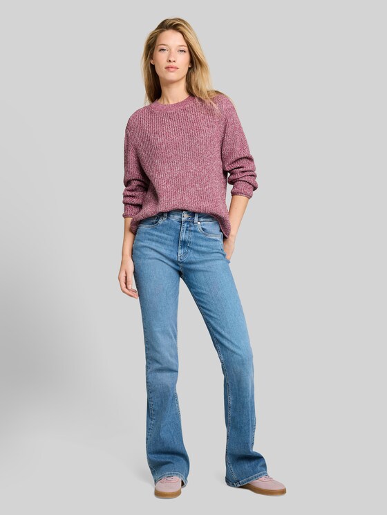 Relaxed-fit knitted jumper - dusty berry mouline